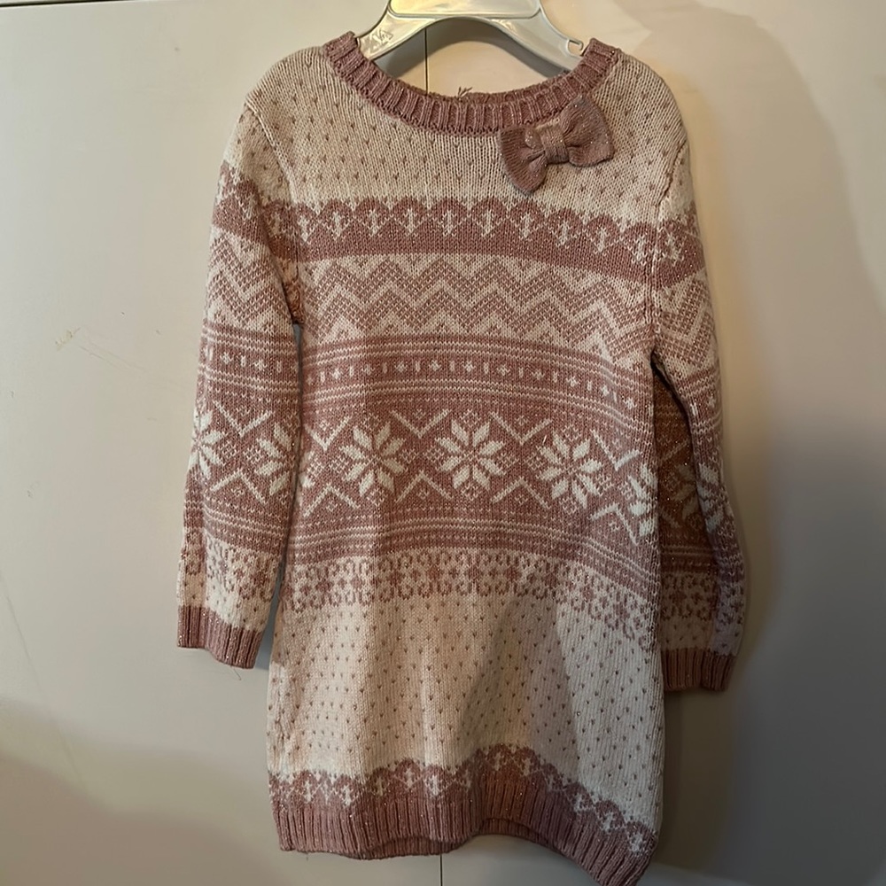 Pink cream and gold sweater dress size 18 months
